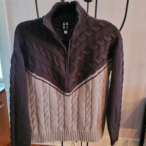 Alp N Rock Jordan 1/2 Zip Cable Knit Sweater in Coffee